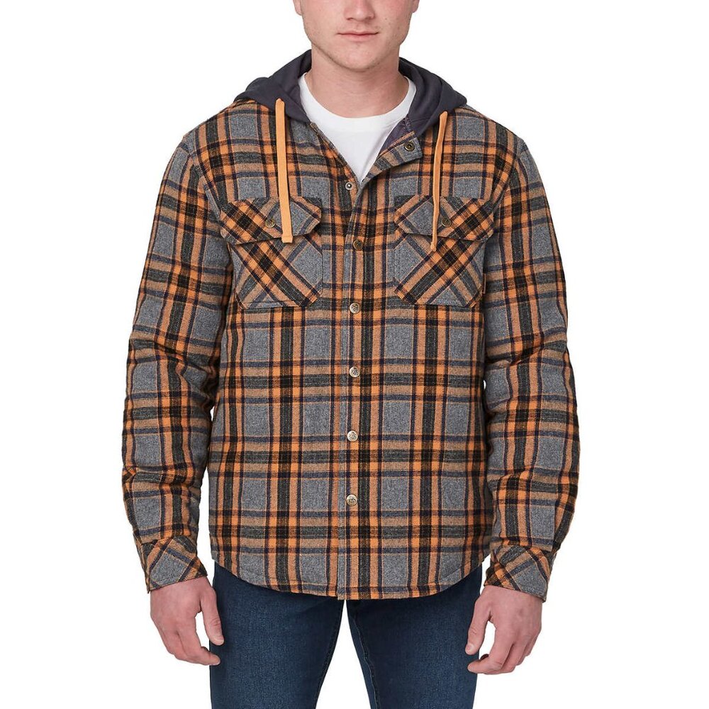 Legendary Outfitters Men’s Plaid Hooded Shirt Jacket, Size Medium (New)
